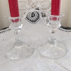 Two single glass candle holder